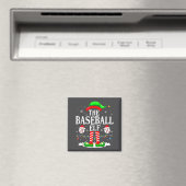 Aimant L'elfe de baseball drôle de Noël Srt amateurs de X (In Situ (Lave-vaisselle))