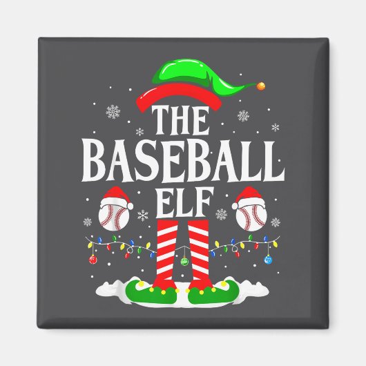 Aimant L'elfe de baseball drôle de Noël Srt amateurs de X (Devant)