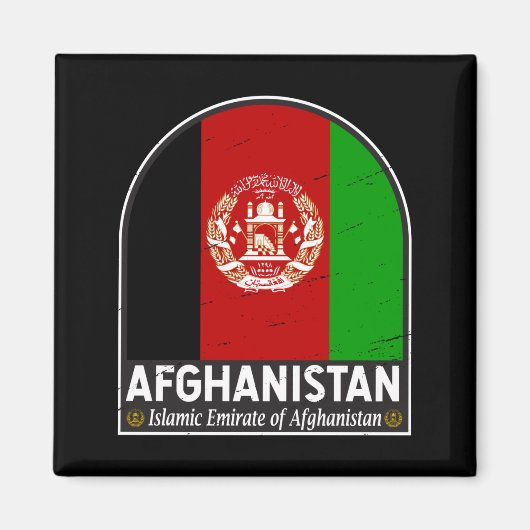 Aimant L'emblème du drapeau afghan est Vintage (Devant)
