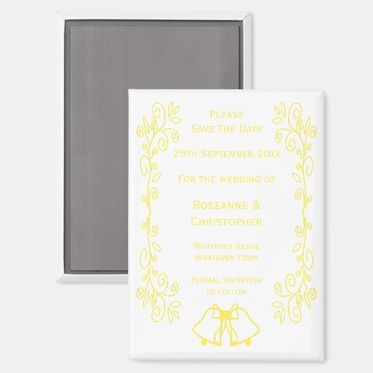 Aimant Lemon Bells Scrollwork Wedding Enregistrer La Date (Recto/Verso)