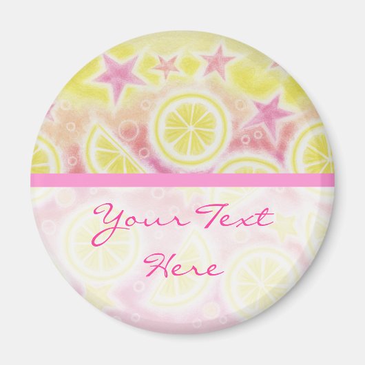 Aimant Lémonade rose 'Your Text' frigo bande magnétique (Devant)