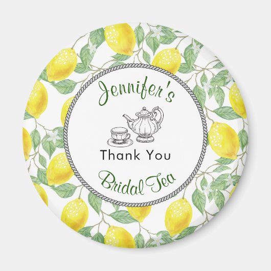 Aimant Lemons Branch et Tea Bridal Shower Merci (Devant)
