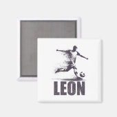 Aimant Leon Soccer Boys Personalized First Name Leon  (Recto/Verso)