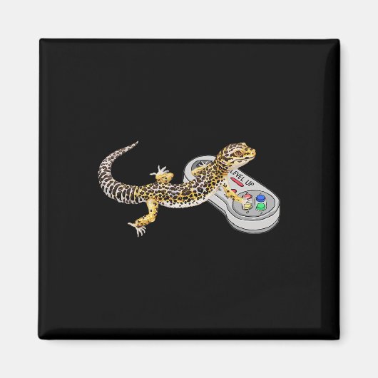 Aimant Leopard Gecko Playing Video Game Lizard And Reptil (Devant)