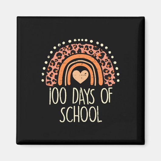 Aimant Leopard Rainbow 100 Days School Cute 100th Day Tea (Devant)