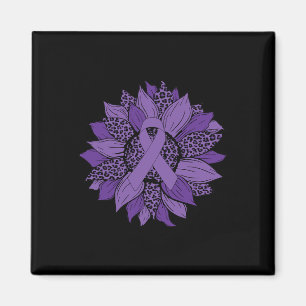 Aimant Leopard Tournesol violet Ribbon Fibromyalgie Aware