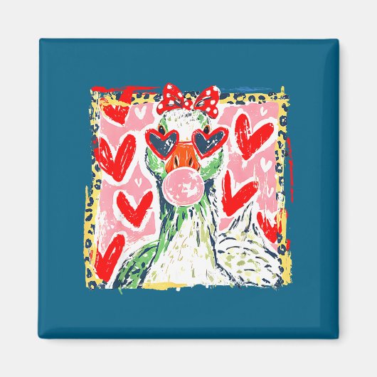 Aimant Leopard Valentine's Day Goose Funny Cute Goose Hun (Devant)