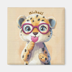 Aimant Leopard Valentine's Day Heart Badge - Kids School