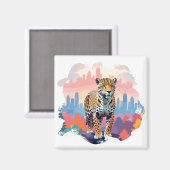 Aimant Leopard Vector Art Animal Dans La Nature Majestueu (Recto/Verso)