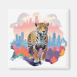 Aimant Leopard Vector Art Animal Dans La Nature Majestueu
