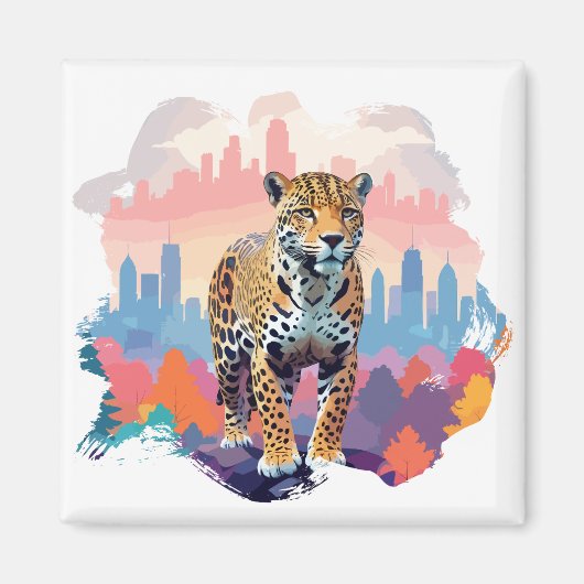 Aimant Leopard Vector Art Animal Dans La Nature Majestueu (Devant)