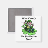 Aimant Leprechaun Assis Sur Un Shamrock (Recto/Verso)