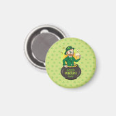 Aimant Leprechaun de dessin dans une casserole d'or tenan (Recto/Verso)