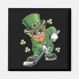 Aimant Leprechaun Jouer Hockey St Patrick's Day Irish