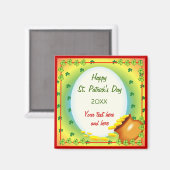 Aimant Leprechaun Pot d'or irlandais (Recto/Verso)