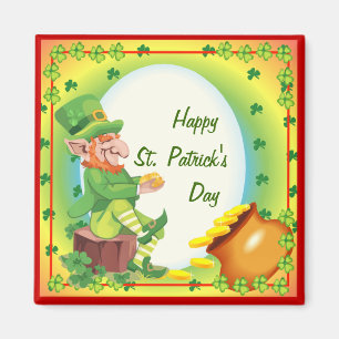 Aimant Leprechaun Pot d'or irlandais