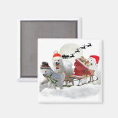 Aimant Les agents de Noël Samoyés (Recto/Verso)