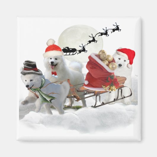 Aimant Les agents de Noël Samoyés (Devant)