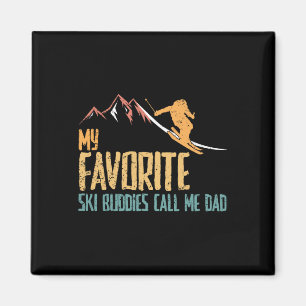 Aimant Les amateurs de ski favoris Appelez-moi Papa Retro