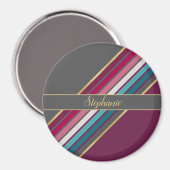 Aimant Les années 70 rétro Gris et Gris violets inspirés (Recto/Verso)