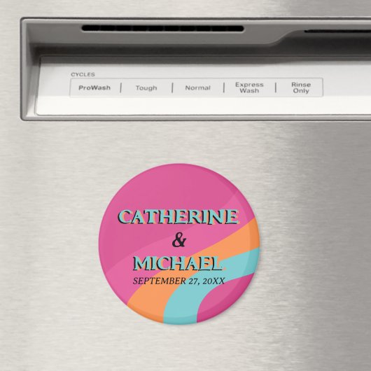 Aimant Les années 70 rétro Super Fuchsia Mariage (In Situ (Lave-vaisselle))