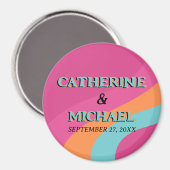 Aimant Les années 70 rétro Super Fuchsia Mariage (Recto/Verso)