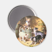 Aimant : "Les chatons jouent avec les coléoptères" (Recto/Verso)