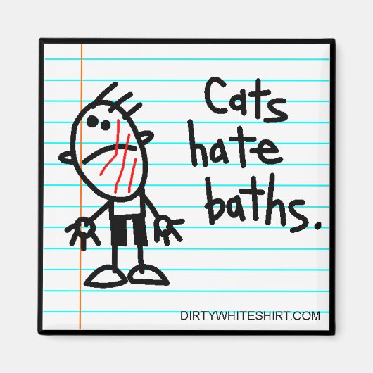 Aimant Les chats détestent les bains. (Devant)