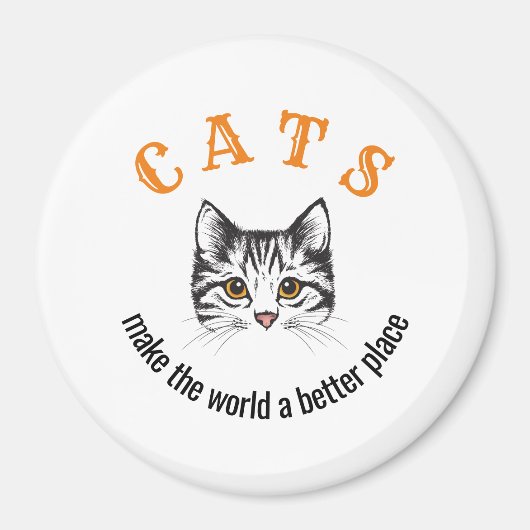 Aimant Les chats personnalisables font du monde un endroi (Devant)