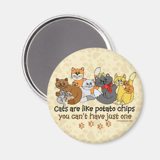 Aimant Les chats sont comme des chips (Recto/Verso)