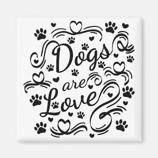 Aimant Les Chiens Sont Loin Paw Et Coeurs Typographie (Devant)