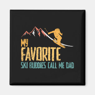 Aimant Les copains de ski favoris appellent papa rétro vi