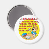 Aimant Les devoirs sont faux ! (garçon) (Recto/Verso)