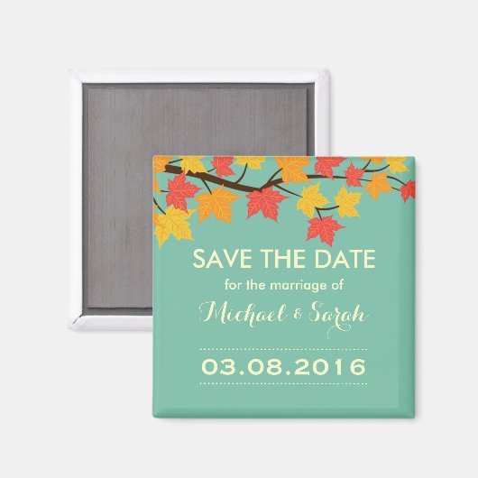 Aimant Les Feuilles d'érable sauvent la date Automne Mari (Recto/Verso)