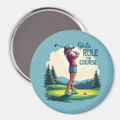 Aimant Les filles gouvernent le parcours Retro Golf Illus (Recto/Verso)