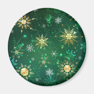 Aimant Les flocons dorés de Noël sur l'Arrière - plan ver