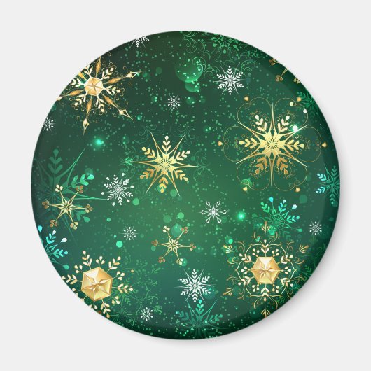 Aimant Les flocons dorés de Noël sur l'Arrière - plan ver (Devant)