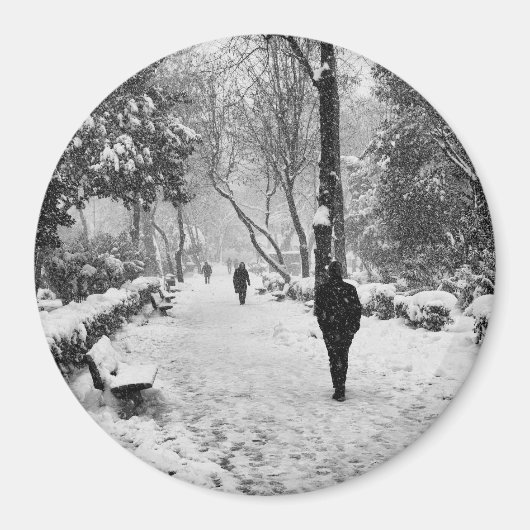 Aimant Les gens dans le parc pendant la journée d'hiver (Devant)