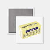 Aimant Les gens heureux mangent du beurre (bleu) (Recto/Verso)