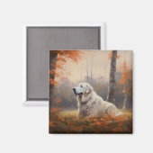 Aimant Les grandes Pyrénées à l'automne Feuilles automne  (Recto/Verso)