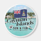 Aimant "Les Îles Caïmans Soleil & Amusement" Avec Drapeau (Devant)