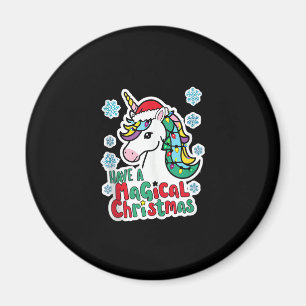 Aimant Les licornes de Noël ont une fête de Noël magique