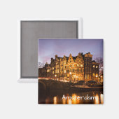 Aimant Les maisons du canal d'Amsterdam à l'aimant de tex (Recto/Verso)