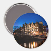 Aimant Les maisons du canal d'Amsterdam la nuit (Recto/Verso)