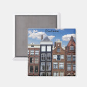 Aimant Les maisons du canal d'Amsterdam Pays-Bas (Recto/Verso)