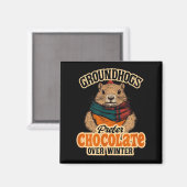 Aimant Les marmottes préfèrent le chocolat à février en h (Recto/Verso)