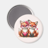 Aimant Les mignons renards orange en amour (Recto/Verso)