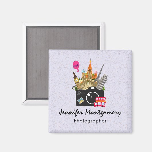 Aimant Les monuments européens avec une caméra (Recto/Verso)