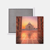 Aimant Les monuments | Taj Mahal, Inde au coucher du sole (Recto/Verso)