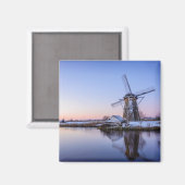 Aimant Les moulins à vent en hiver pendant le lever de so (Recto/Verso)